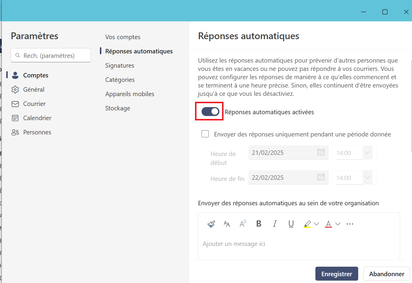 Réponses automatiques (absence du bureau) dans Outlook IPAG Zen — free download
